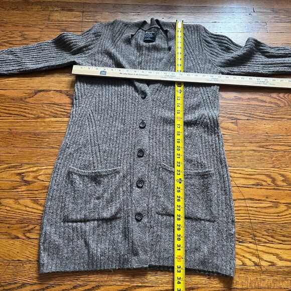 Abercrombie & Fitch Women's Small S Ribbed Knit Long Cardigan Dress Gray - Picture 3 of 8